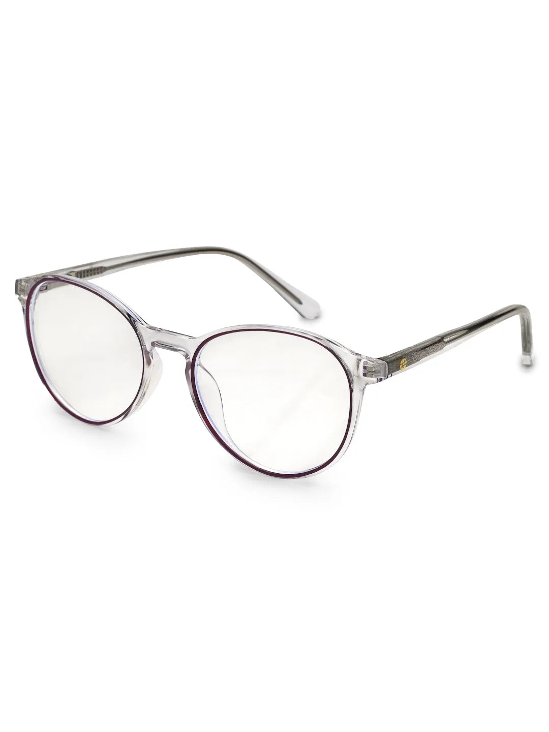 AB Junior | Transparent Purple Small Full Rim Round Eyeglasses for Kids [Blue Block]