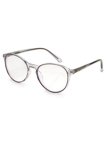 AB Junior | Transparent Purple Small Full Rim Round Eyeglasses for Kids [Blue Block]