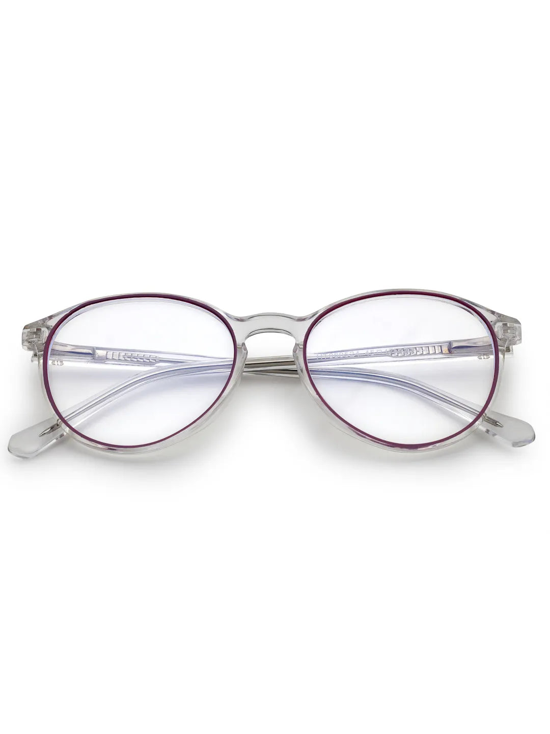 AB Junior | Transparent Purple Small Full Rim Round Eyeglasses for Kids [Blue Block]