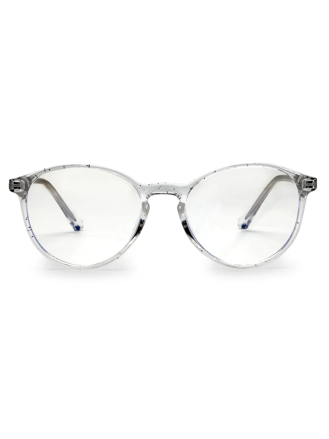 AB Junior | Transparent White Small Full Rim Round Eyeglasses for Kids [Blue Block]
