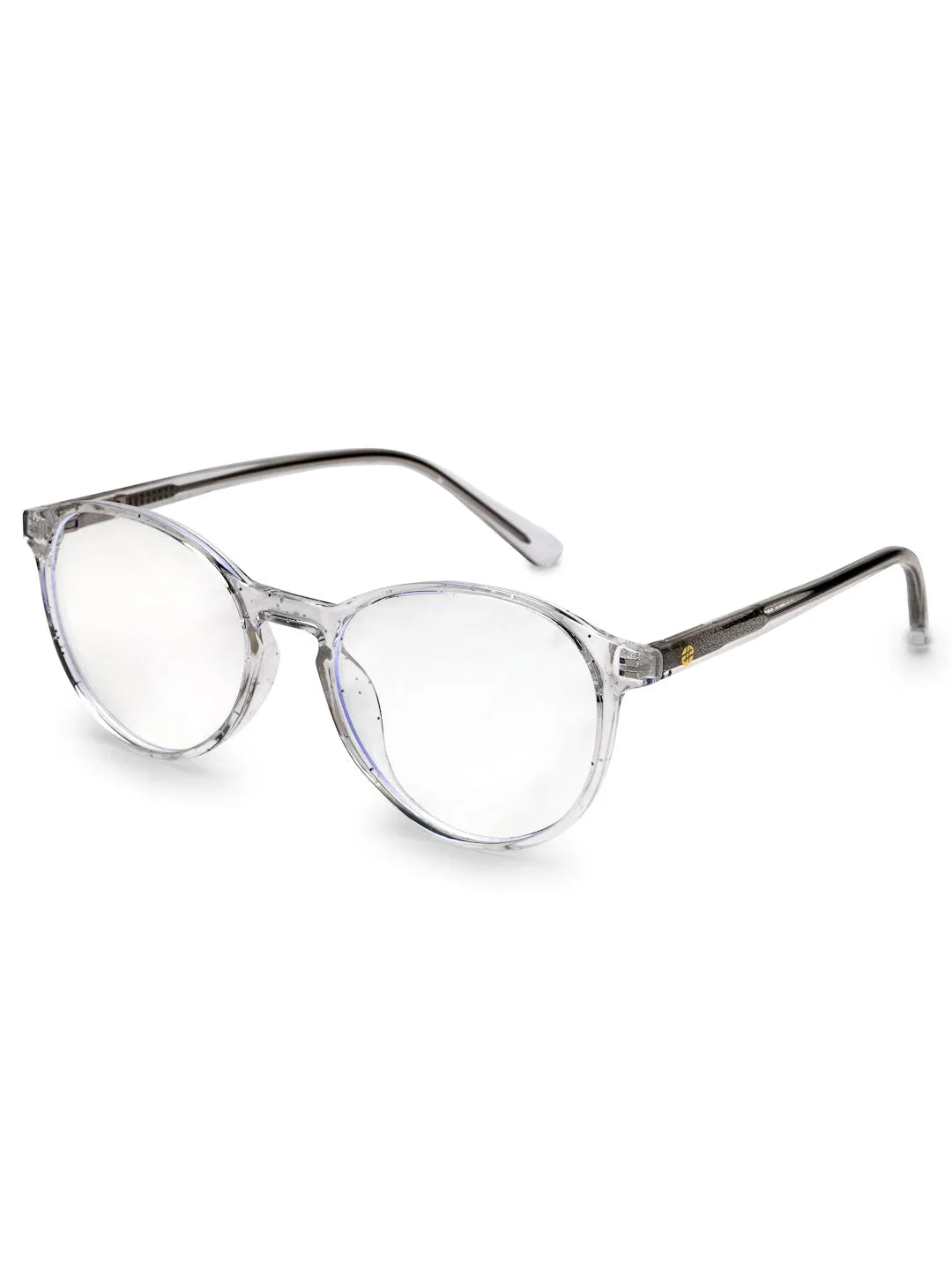 AB Junior | Transparent White Small Full Rim Round Eyeglasses for Kids [Blue Block]