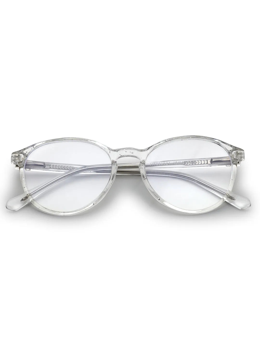 AB Junior | Transparent White Small Full Rim Round Eyeglasses for Kids [Blue Block]