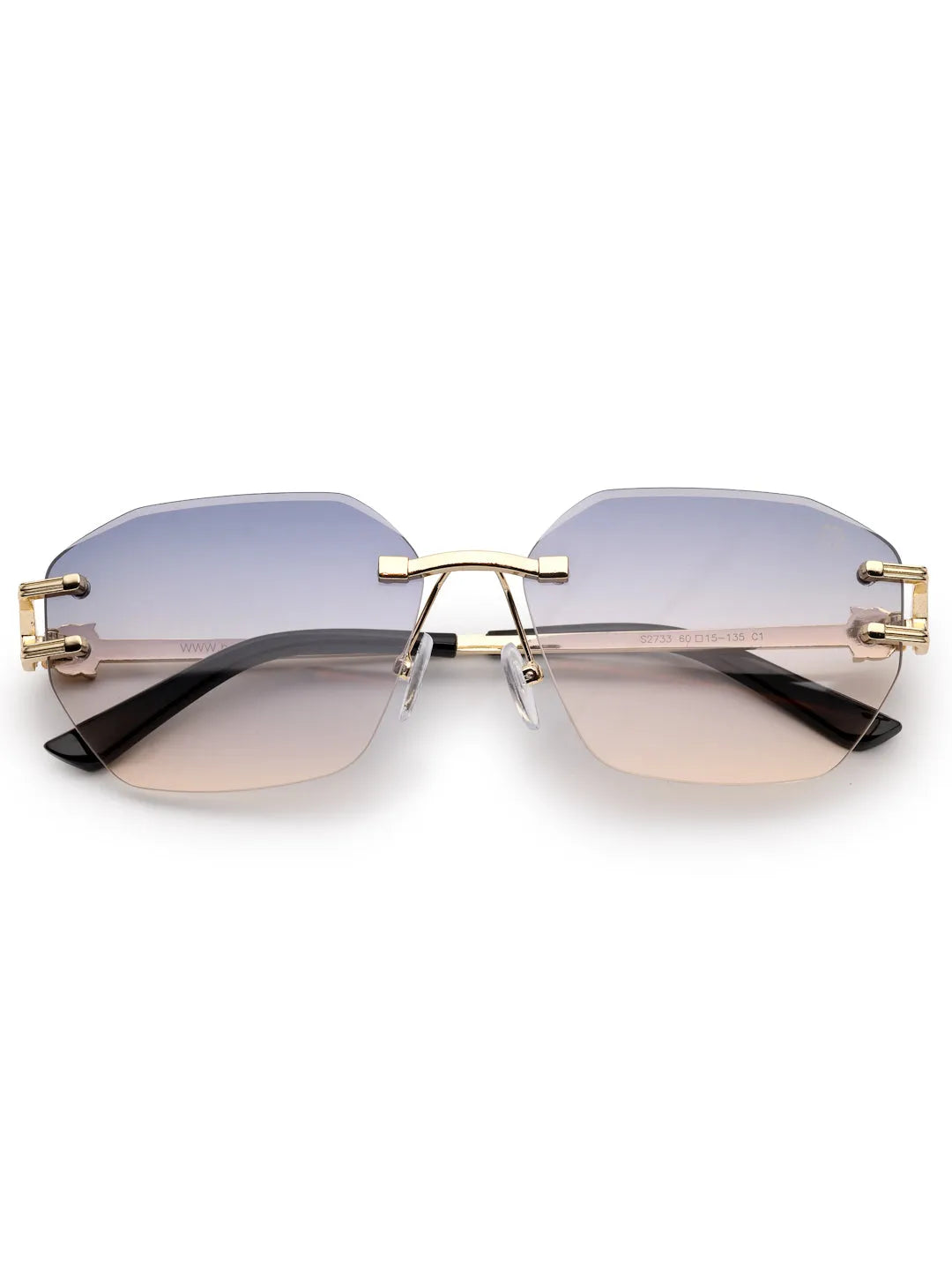 Valora | Gradient Blue & Brown Medium Rim Less Square Sunglasses for Men [UV-protected]