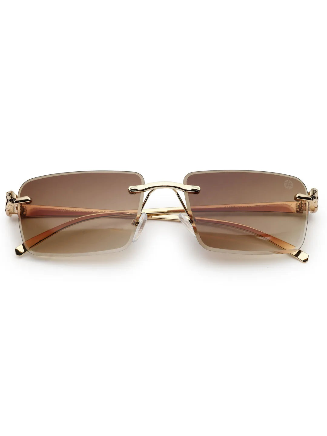 Clyra | Gradient Brown Medium Rim Less Square Sunglasses for Men [UV-protected]
