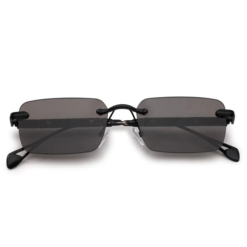 Veyra | Black Medium Rim Less Rectangle Sunglasses for Men [UV-protected]