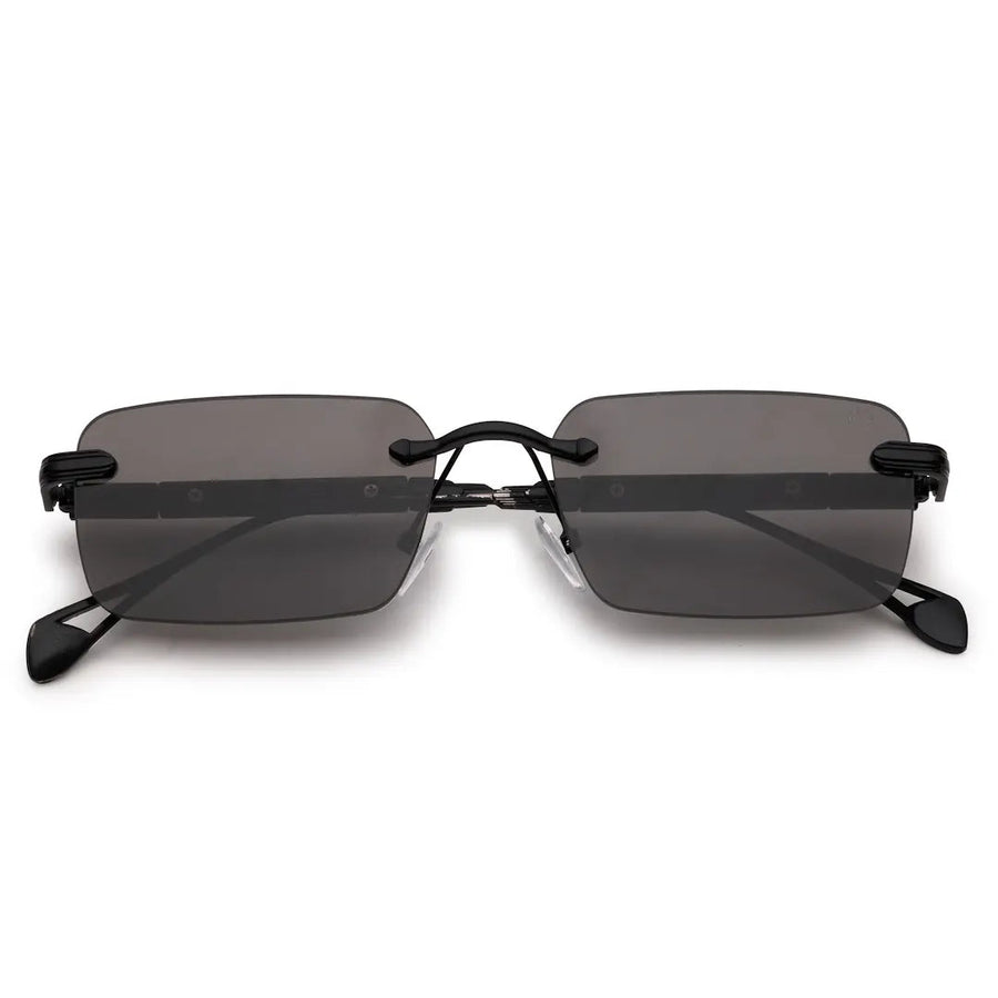 Veyra | Black Medium Rim Less Rectangle Sunglasses for Men [UV-protected]