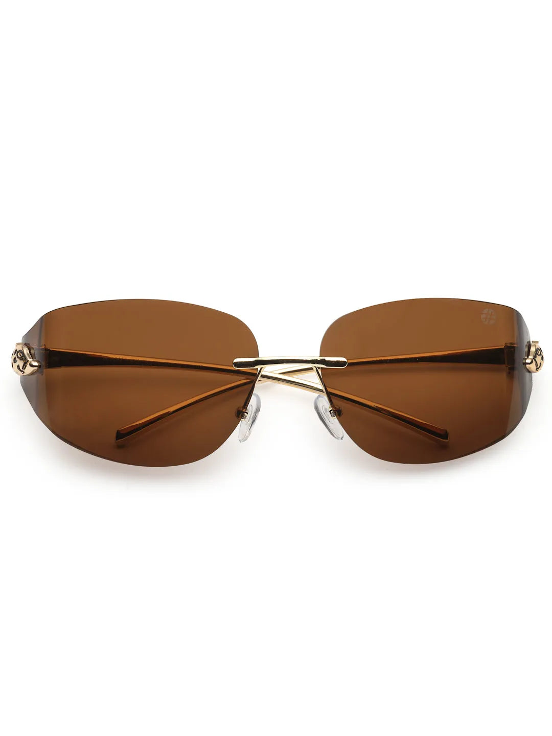Valtrix | Brown Medium Rim Less Oval Sunglasses for Men [UV-protected]