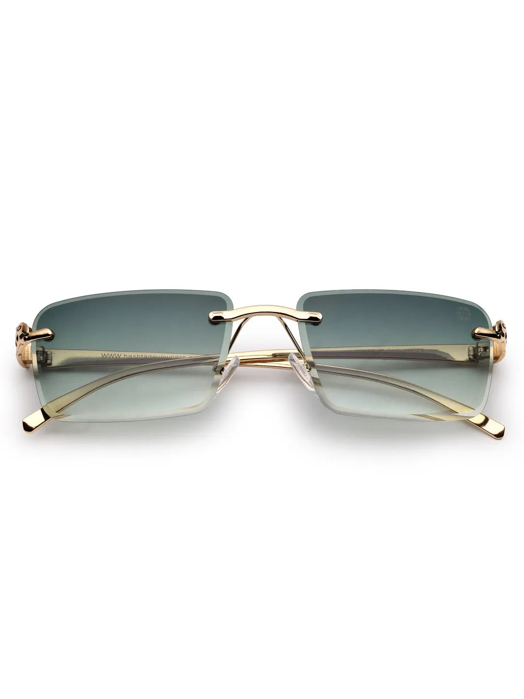 Clyra | Gradient Green Medium Rim Less Square Sunglasses for Men [UV-protected]