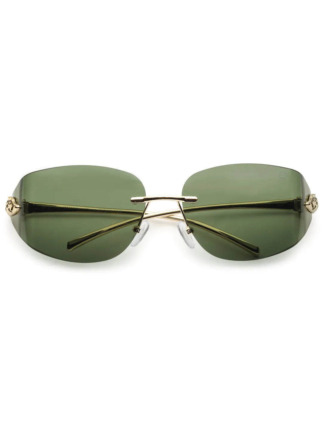 Valtrix | Green Medium Rim Less Oval Sunglasses for Men [UV-protected]