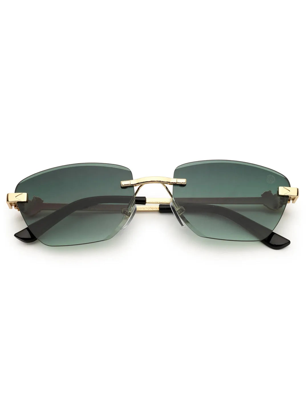 Pyrion | Green Medium Rim Less Rectangle Sunglasses for Men [UV-protected]