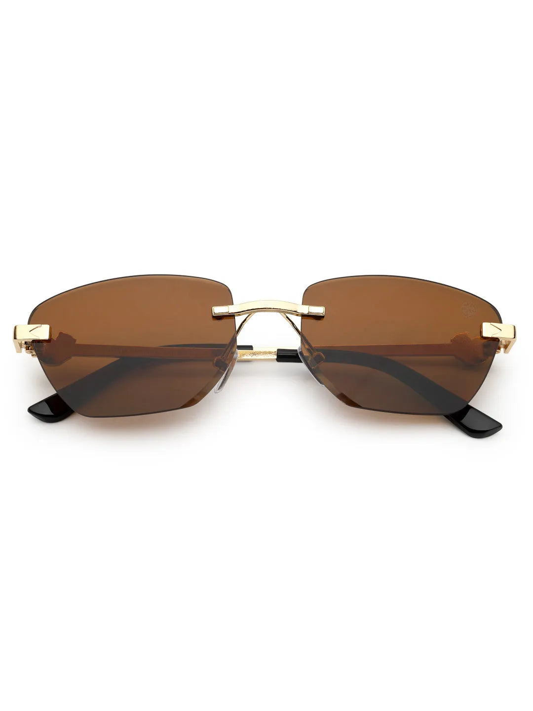 Pyrion | Brown Medium Rim Less Rectangle Sunglasses for Men [UV-protected]