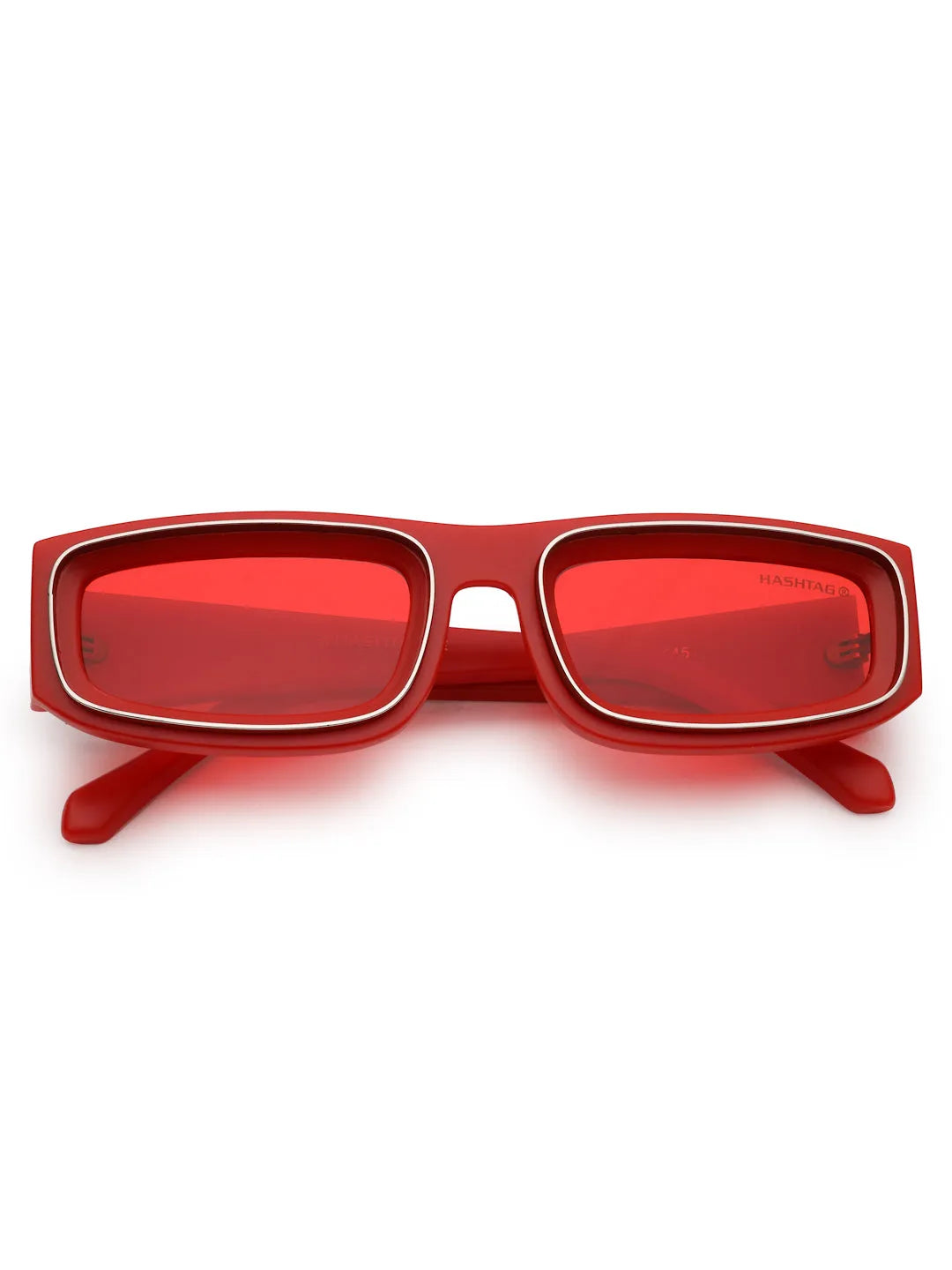 Crystix | Red Small Full Rim Rectangle Sunglasses for Men & Women [UV-protected]