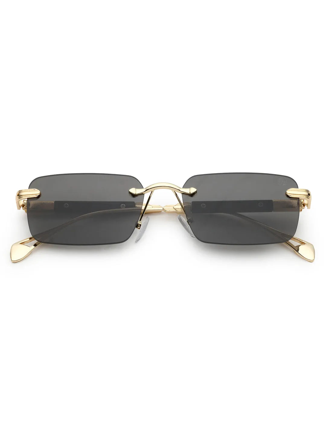 Veyra | Golden Medium Rim Less Rectangle Sunglasses for Men [UV-protected]