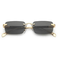 Veyra | Golden Medium Rim Less Rectangle Sunglasses for Men [UV-protected]