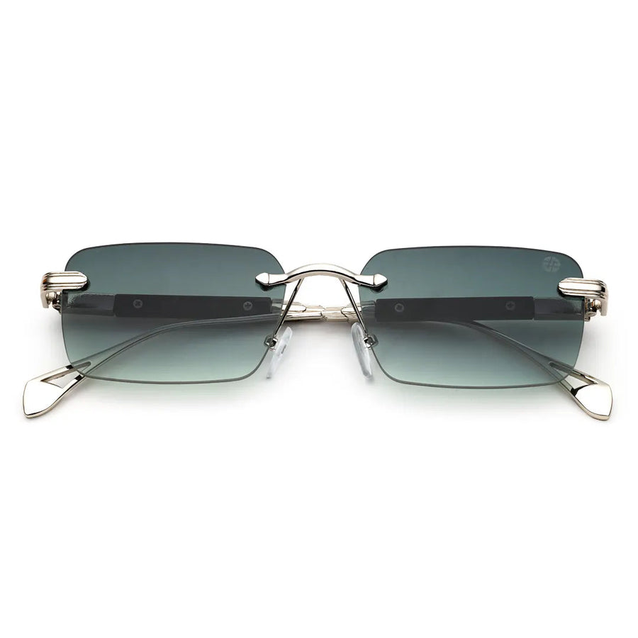 Veyra | Green Medium Rim Less Rectangle Sunglasses for Men [UV-protected]