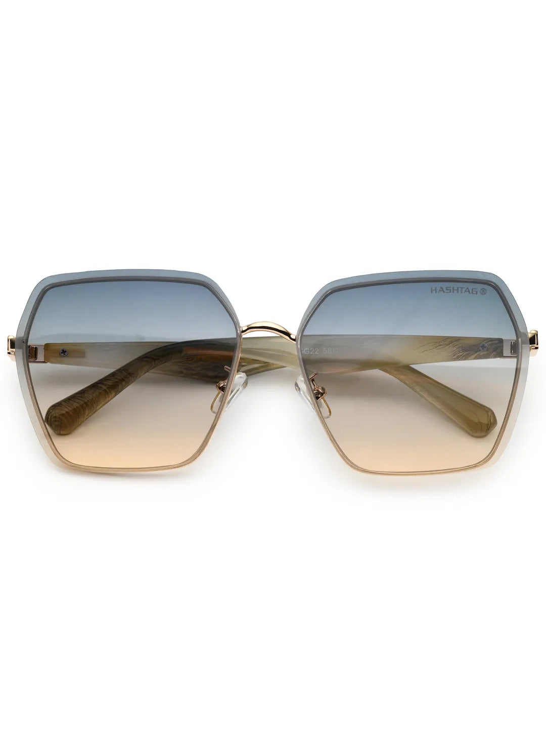 Arion | Gradient Brown & Blue Oversized Full Rim Hexagonal Sunglasses for Women [UV-protected]