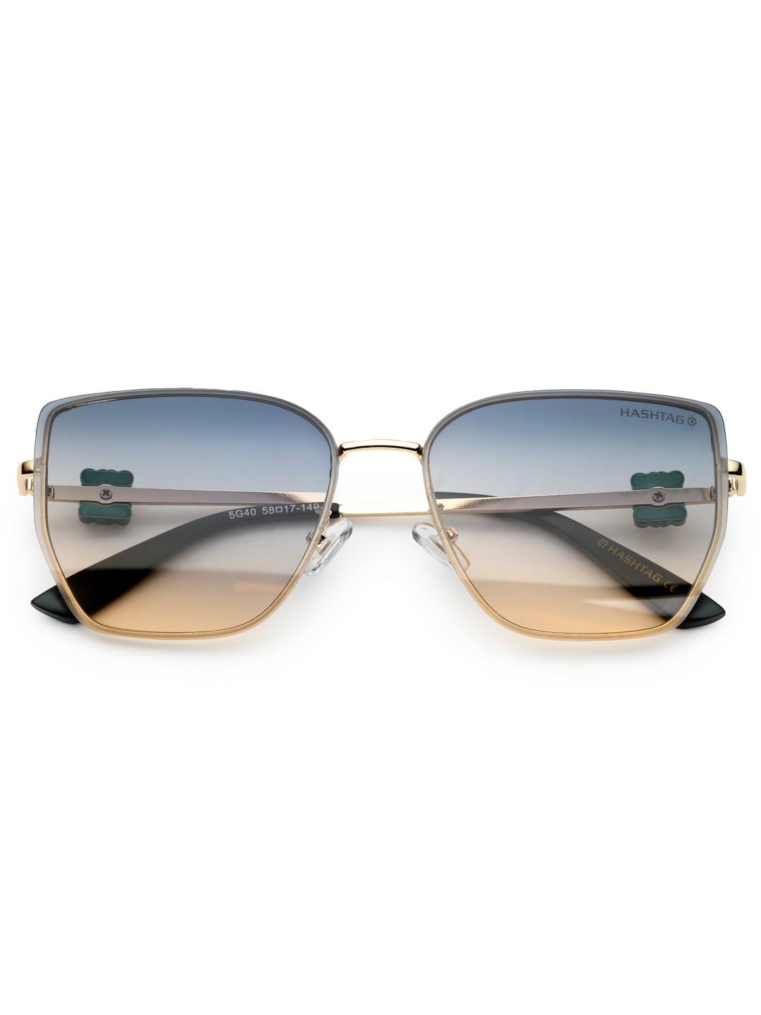 Nebular | Gradient Green Medium Full Rim Rectangle Sunglasses for Women [UV-protected]