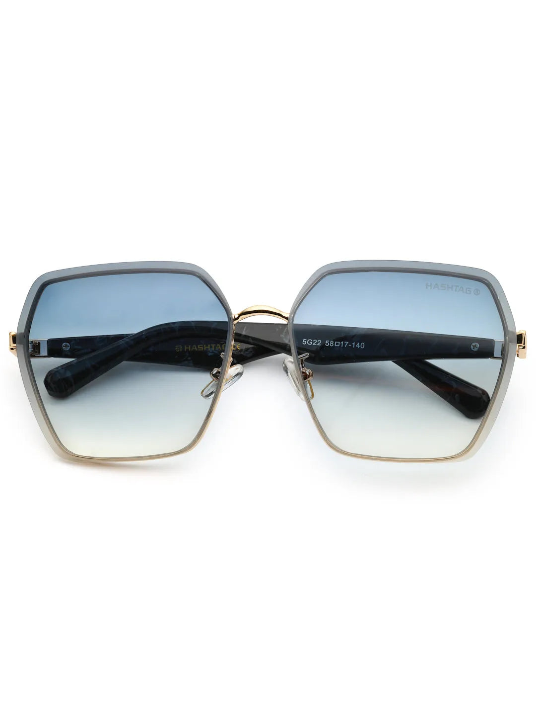 Arion | Gradient Grey Oversized Full Rim Hexagonal Sunglasses for Women [UV-protected]