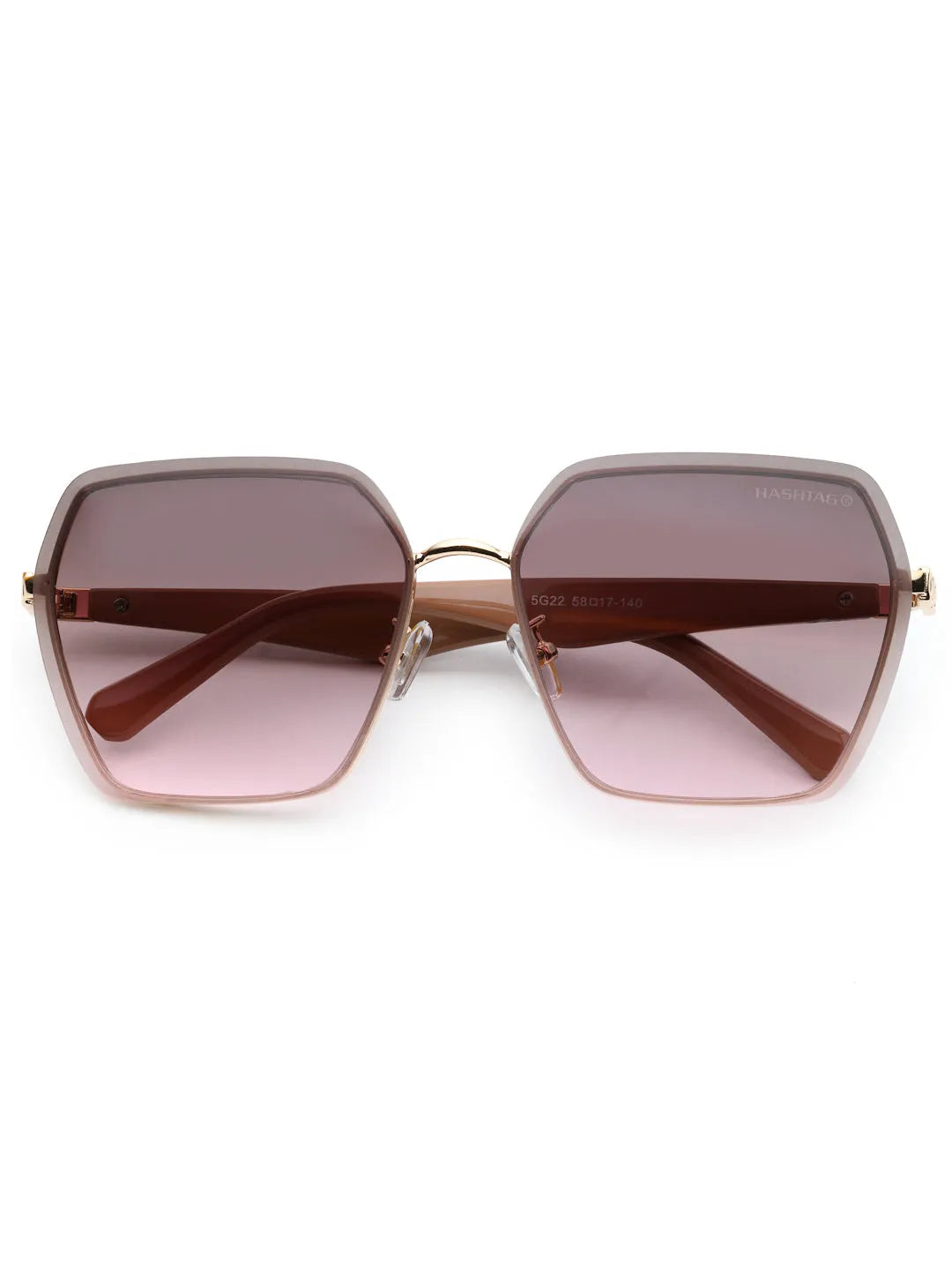Arion | Gradient Grey & Pink Oversized Full Rim Hexagonal Sunglasses for Women [UV-protected]