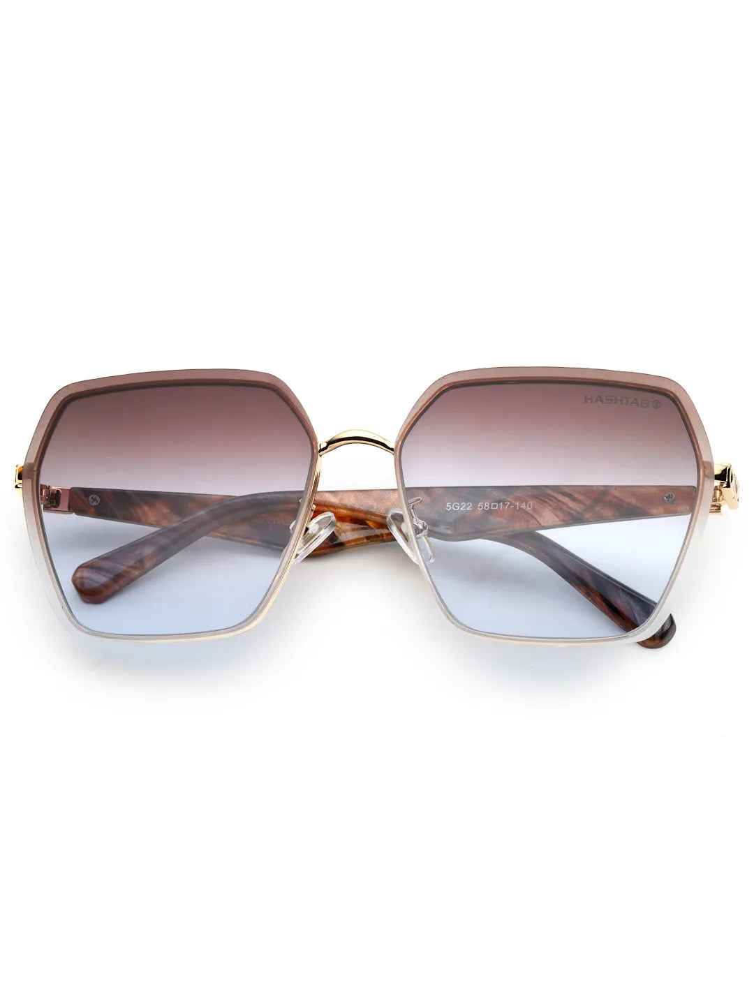 Arion | Gradient Brown & Pink Oversized Full Rim Hexagonal Sunglasses for Women [UV-protected]