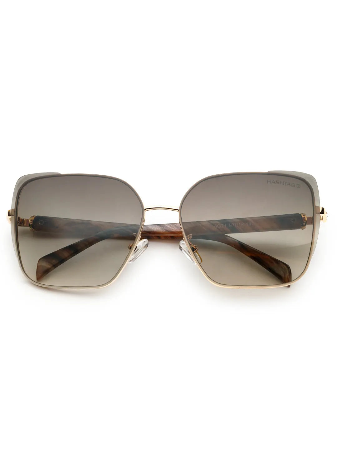 Aethera | Gradient Brown Oversized Full Rim Rectangle Sunglasses for Women [UV-protected]