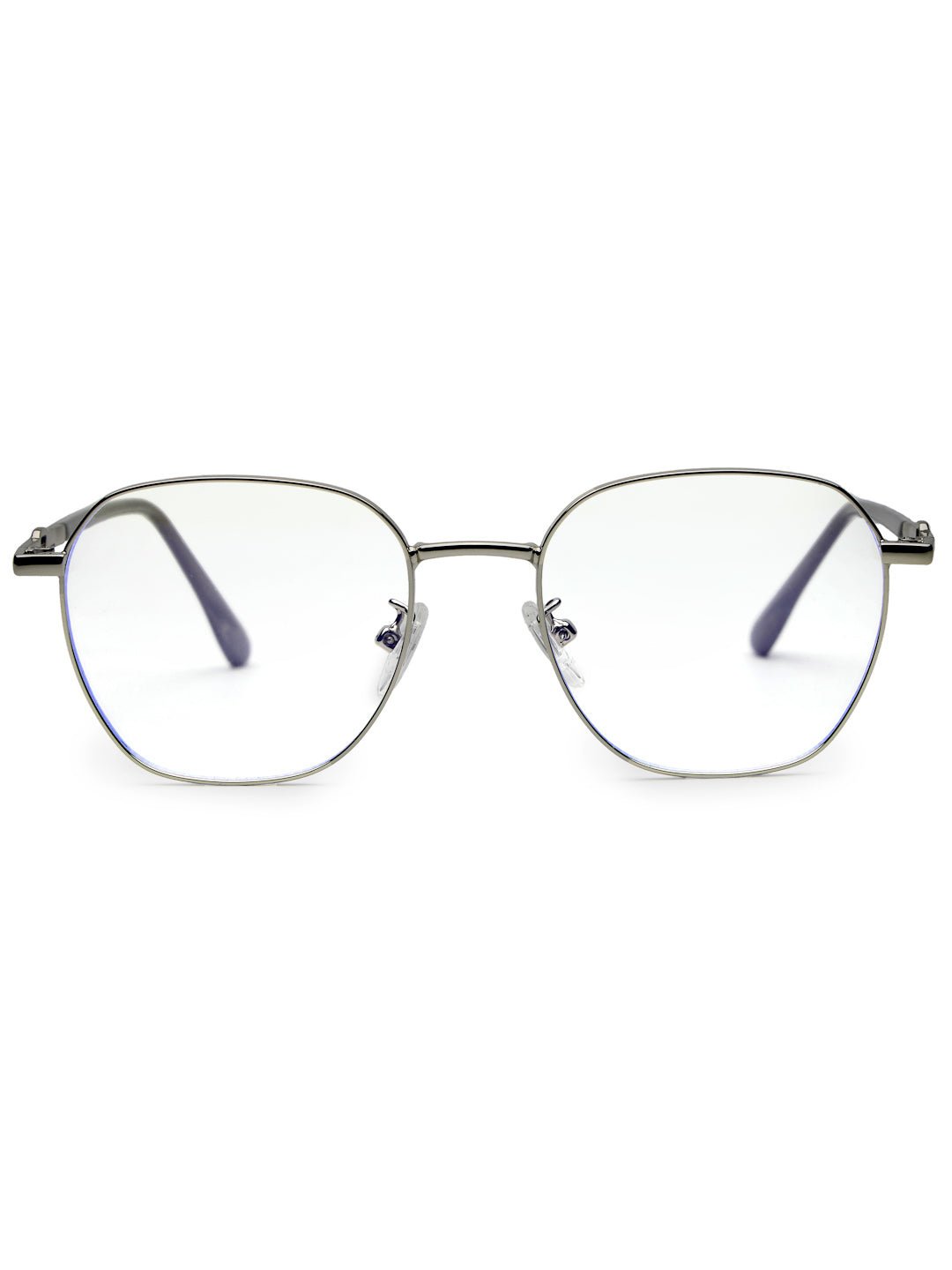 Frostis | Silver Small Full Rim Hexagonal Computer Glasses for Men & Women [Blue Block]