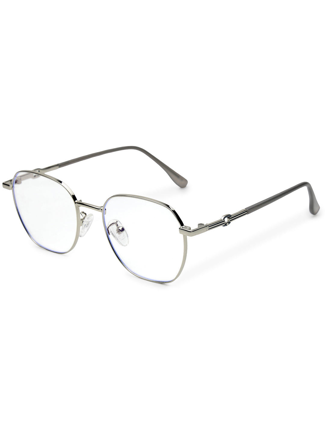 Frostis | Silver Small Full Rim Hexagonal Computer Glasses for Men & Women [Blue Block]
