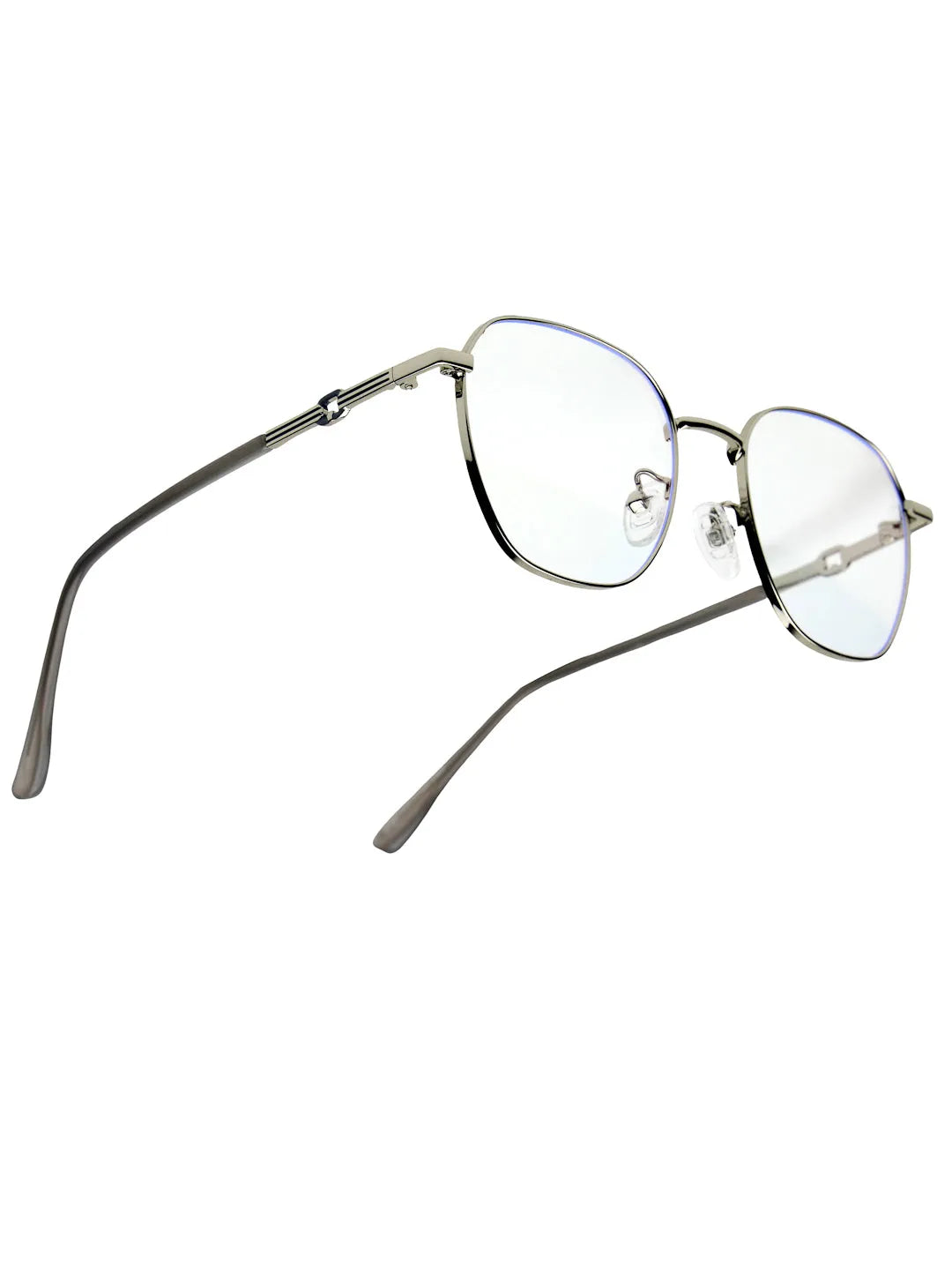 Frostis | Silver Small Full Rim Hexagonal Computer Glasses for Men & Women [Blue Block]