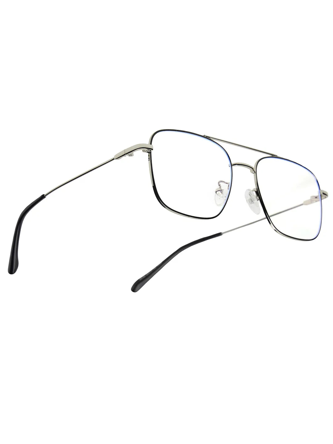 Jovion | Black & Silver Medium Full Rim RECTANGLE Computer Glasses for Men & Women [Blue Block]