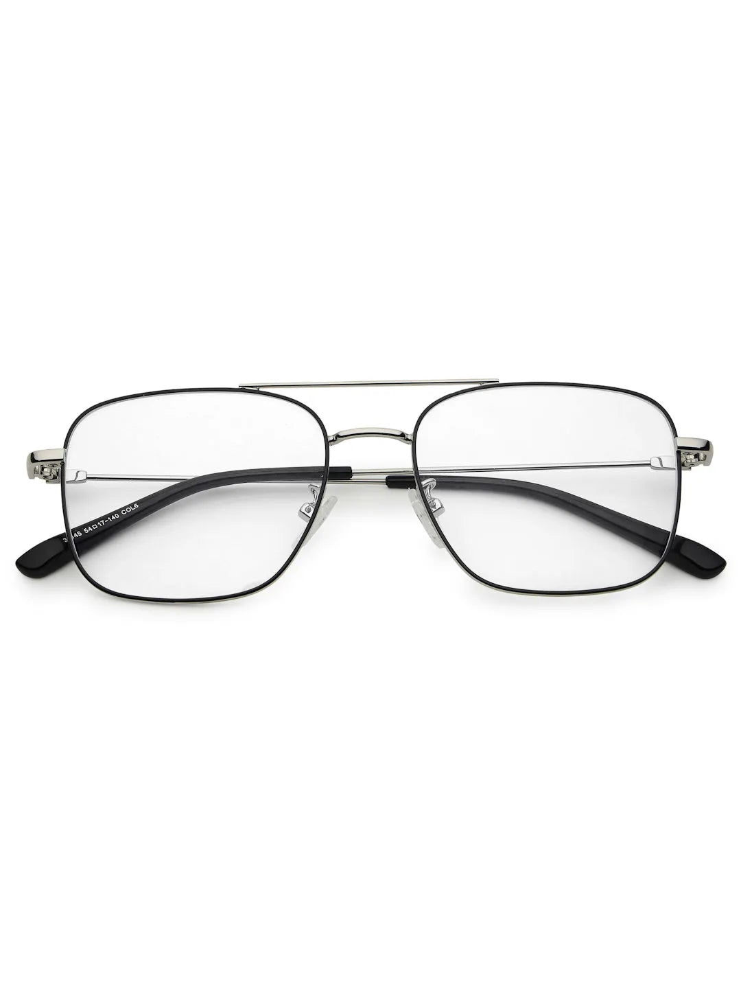 Jovion | Black & Silver Medium Full Rim RECTANGLE Computer Glasses for Men & Women [Blue Block]