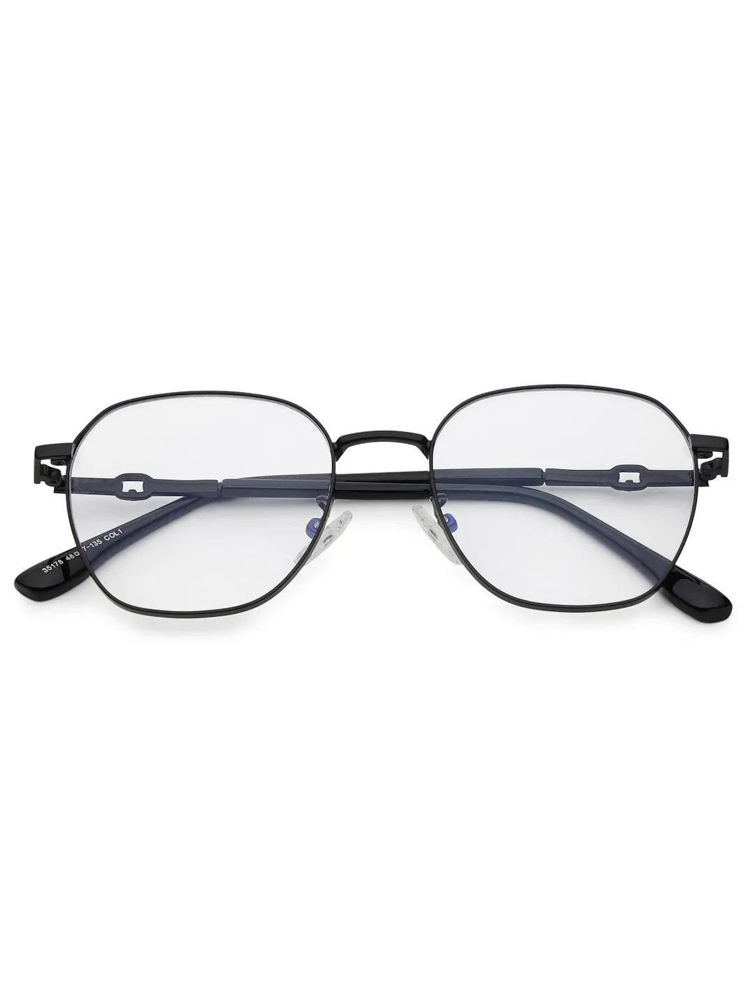 Frostis | Black Small Full Rim Hexagonal Computer Glasses for Men & Women [Blue Block]