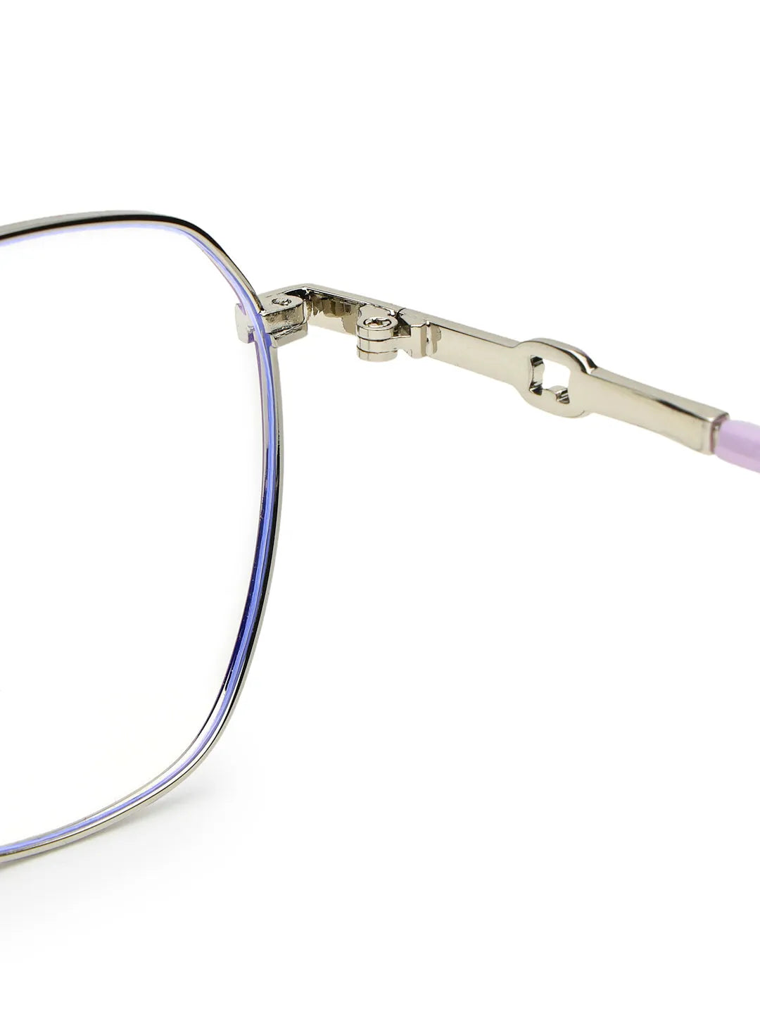 Frostis | Silver & Purple Small Full Rim Hexagonal Computer Glasses for Men & Women [Blue Block]