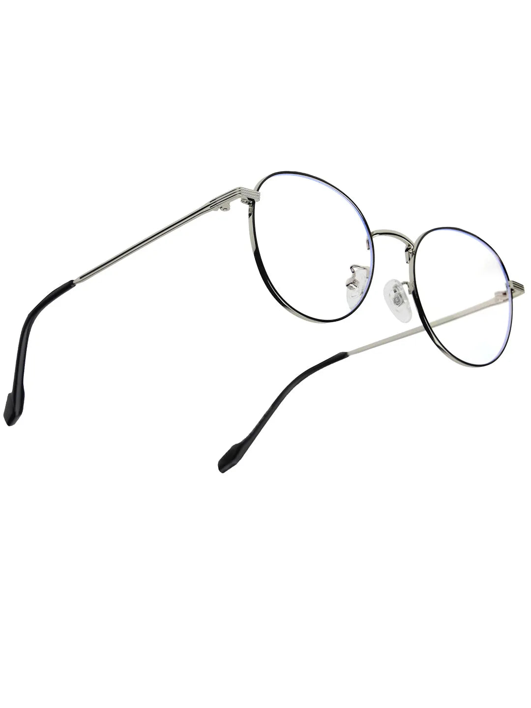 Galveris | Black & Silver Small Full Rim Round Computer Glasses for Men & Women [Blue Block]