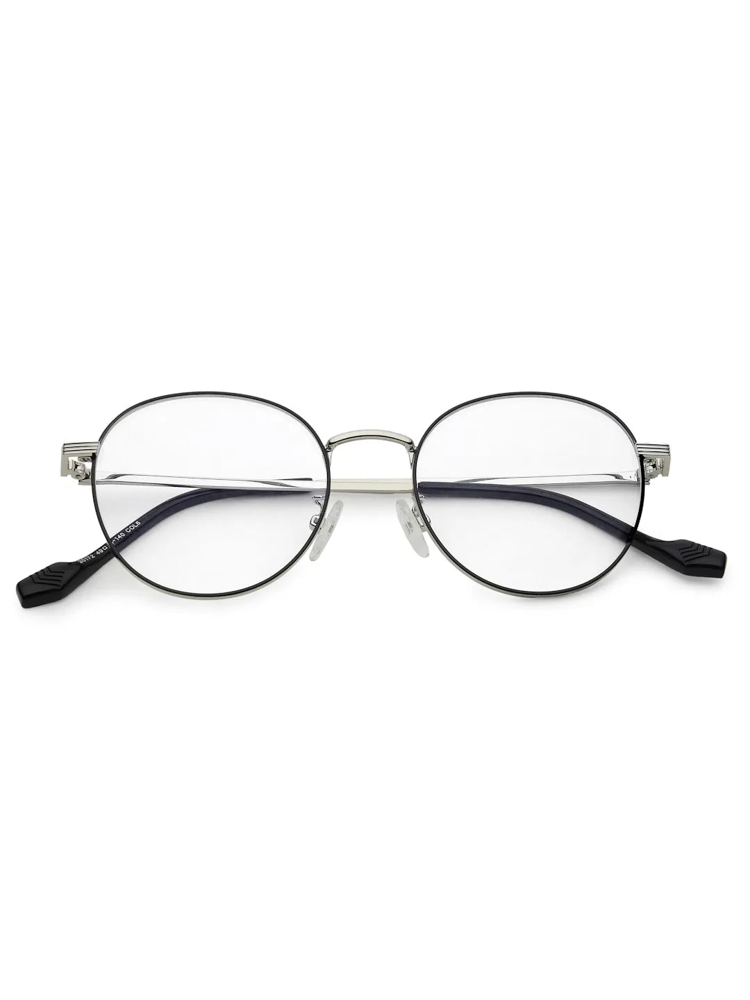 Galveris | Black & Silver Small Full Rim Round Computer Glasses for Men & Women [Blue Block]