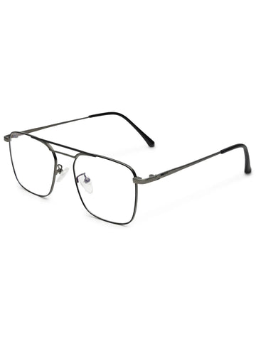 Neuron | Black & Grey Medium Full Rim RECTANGLE Computer Glasses for Men & Women [Blue Block]