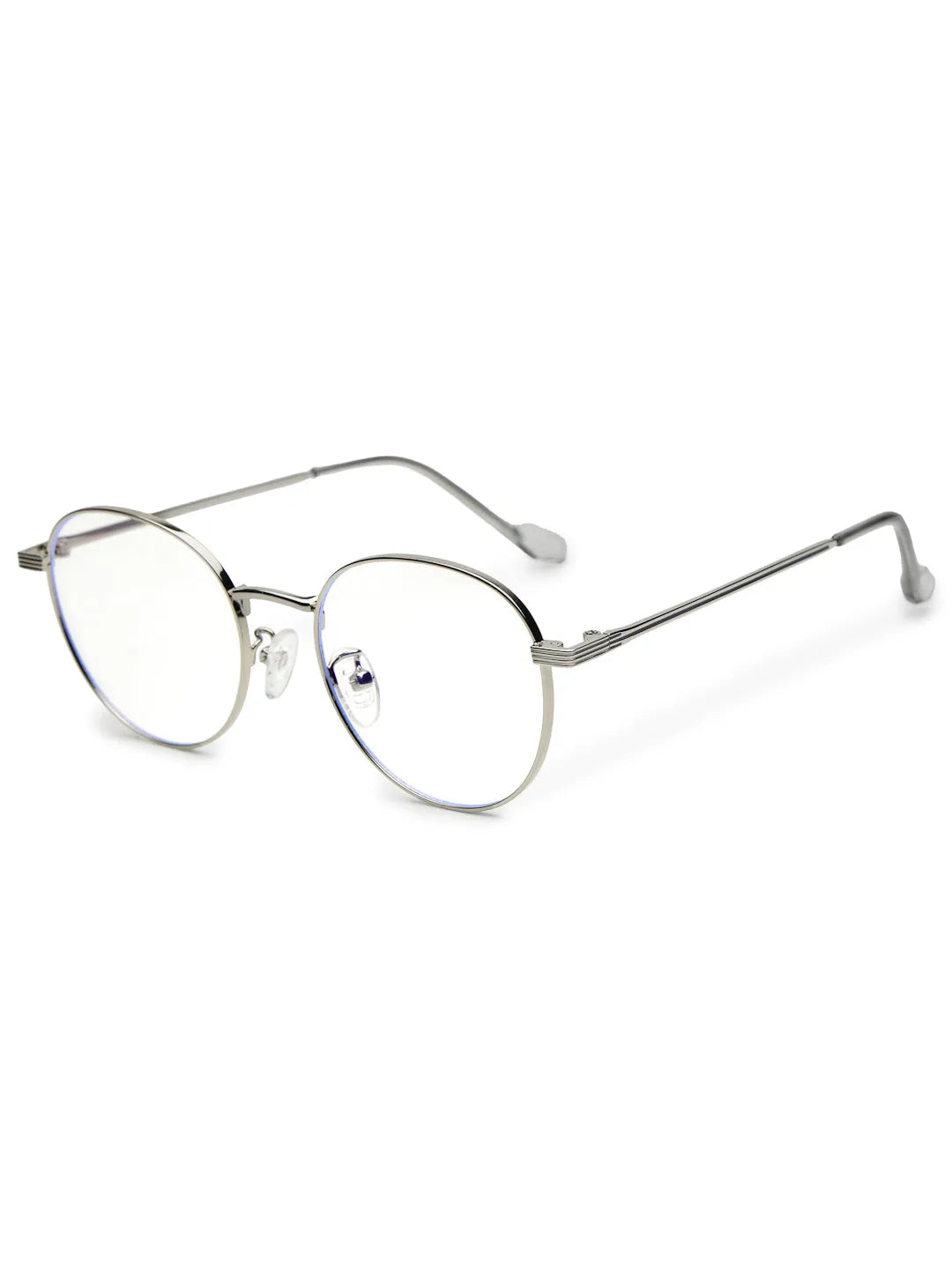 Galveris | Silver Small Full Rim Round Computer Glasses for Men & Women [Blue Block]