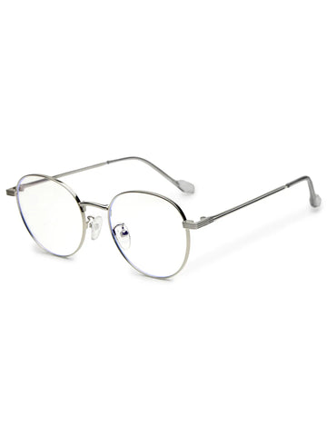 Galveris | Silver Small Full Rim Round Computer Glasses for Men & Women [Blue Block]