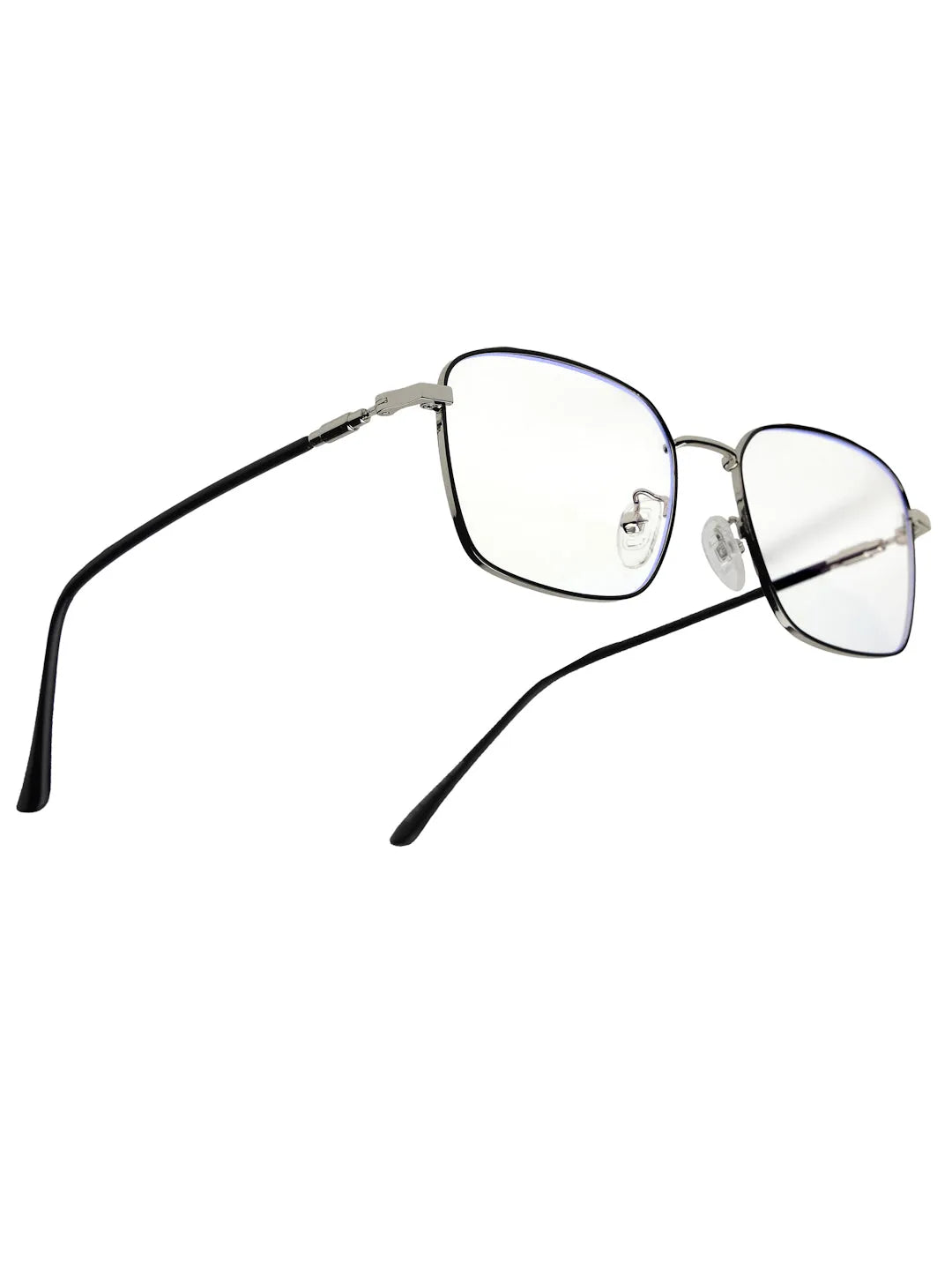 Fyrion | Black & Silver Medium Full Rim RECTANGLE Computer Glasses for Men & Women [Blue Block]