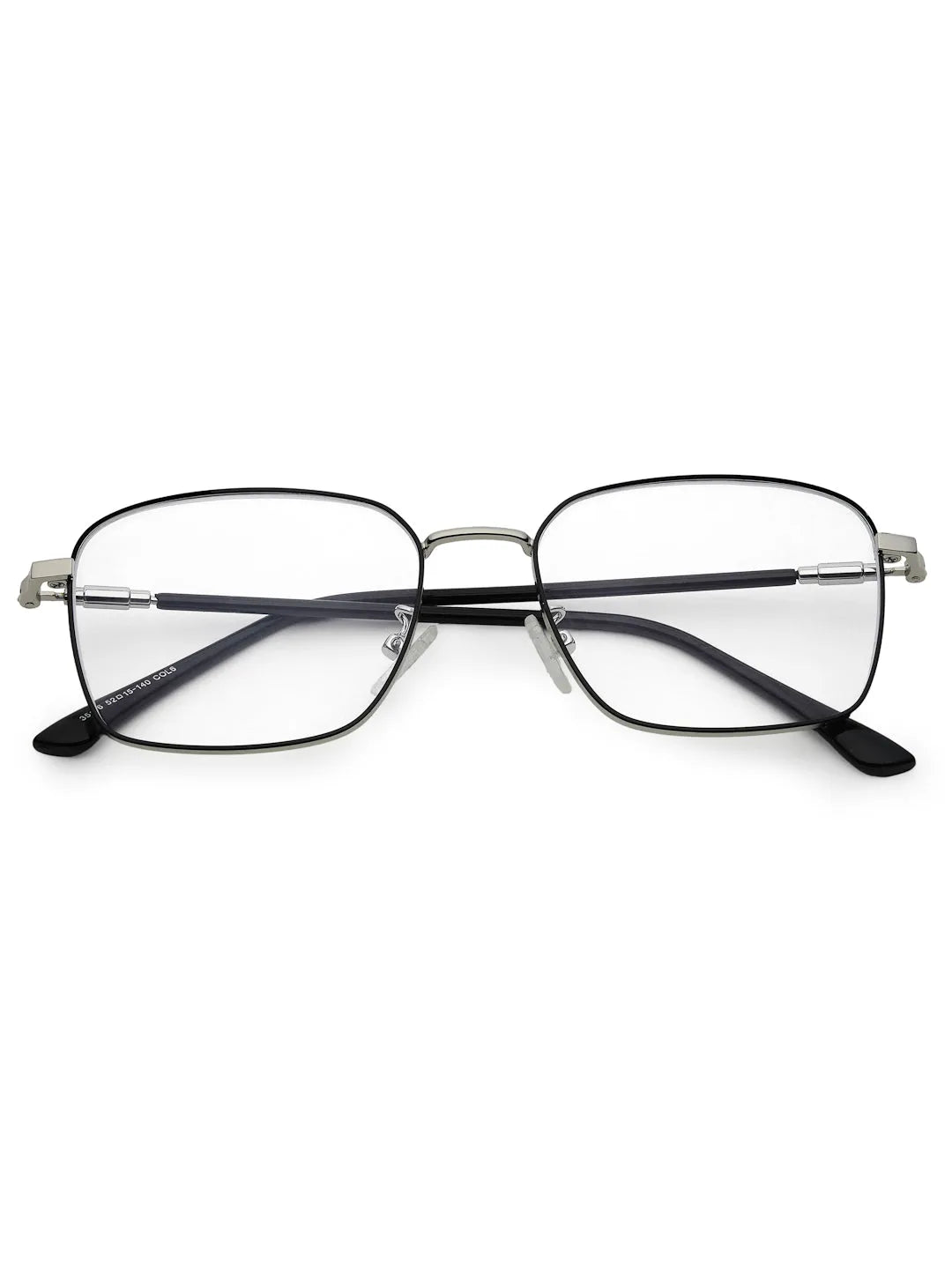 Fyrion | Black & Silver Medium Full Rim RECTANGLE Computer Glasses for Men & Women [Blue Block]