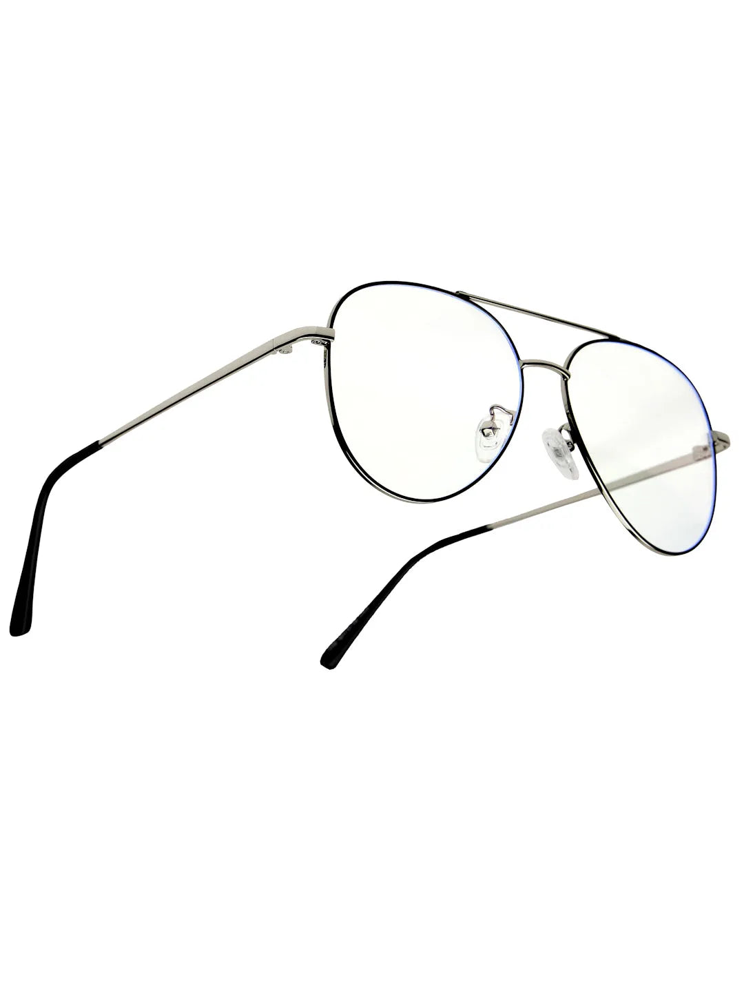Gravion | Silver & Black Medium Full Rim Aviator Computer Glasses for Men & Women [Blue Block]
