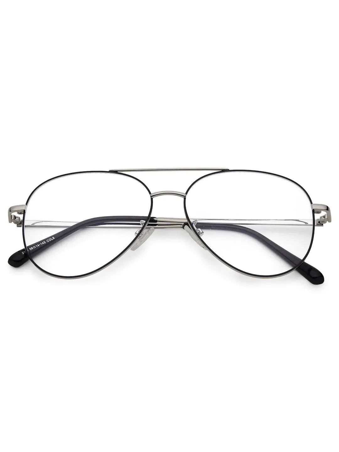 Gravion | Silver & Black Medium Full Rim Aviator Computer Glasses for Men & Women [Blue Block]