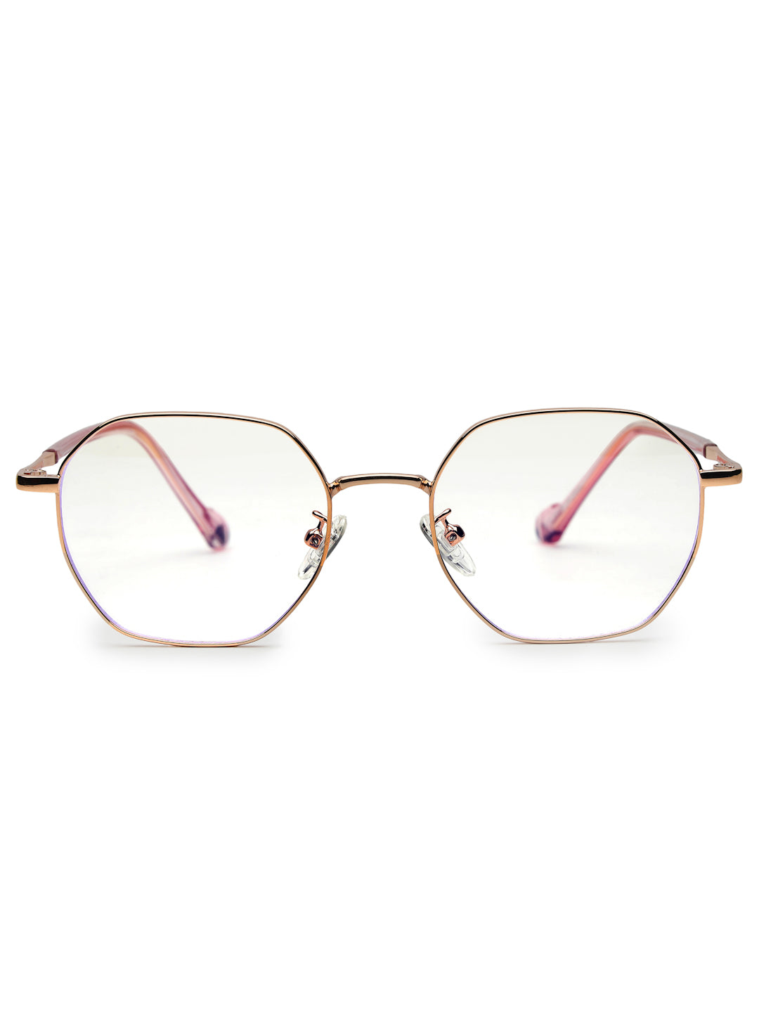 Dravon | Golden Rose Medium Full Rim Hexagonal Computer Glasses for Men & Women [Blue Block]