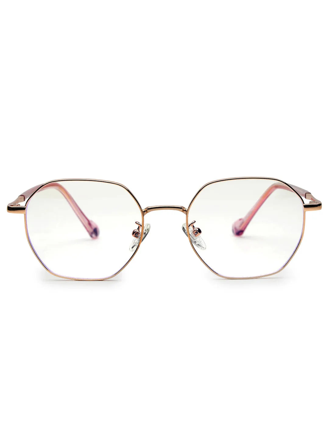 Dravon | Golden Rose Medium Full Rim Hexagonal Computer Glasses for Men & Women [Blue Block]