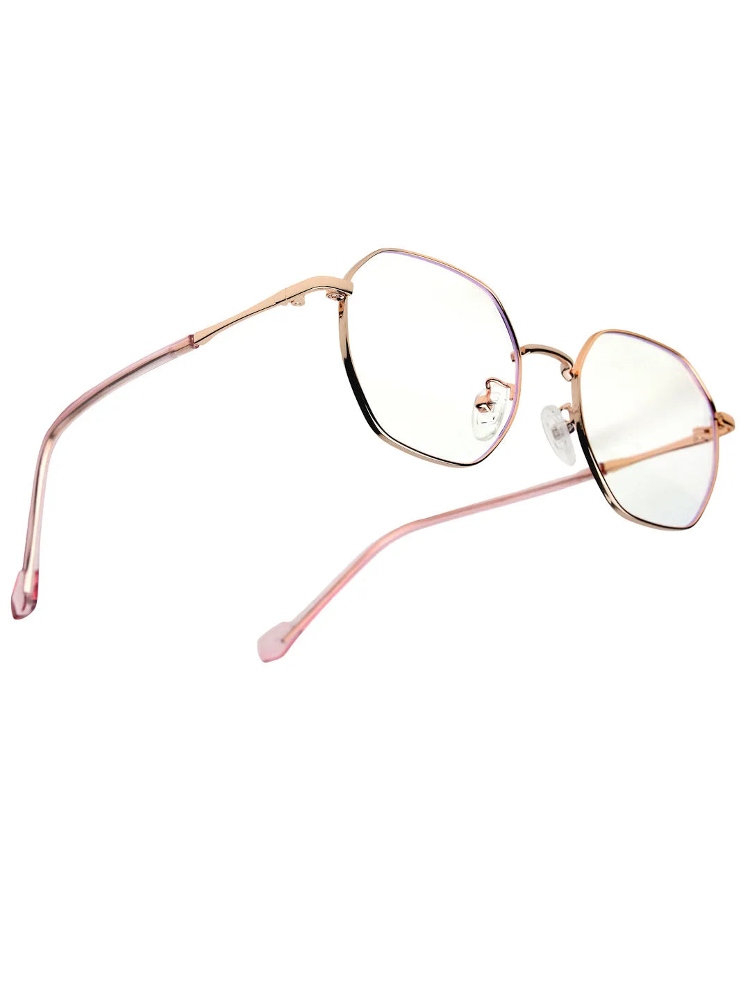 Dravon | Golden Rose Medium Full Rim Hexagonal Computer Glasses for Men & Women [Blue Block]