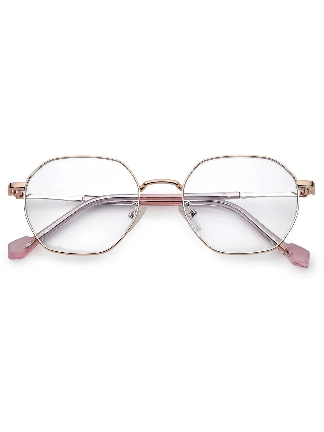Dravon | Golden Rose Medium Full Rim Hexagonal Computer Glasses for Men & Women [Blue Block]