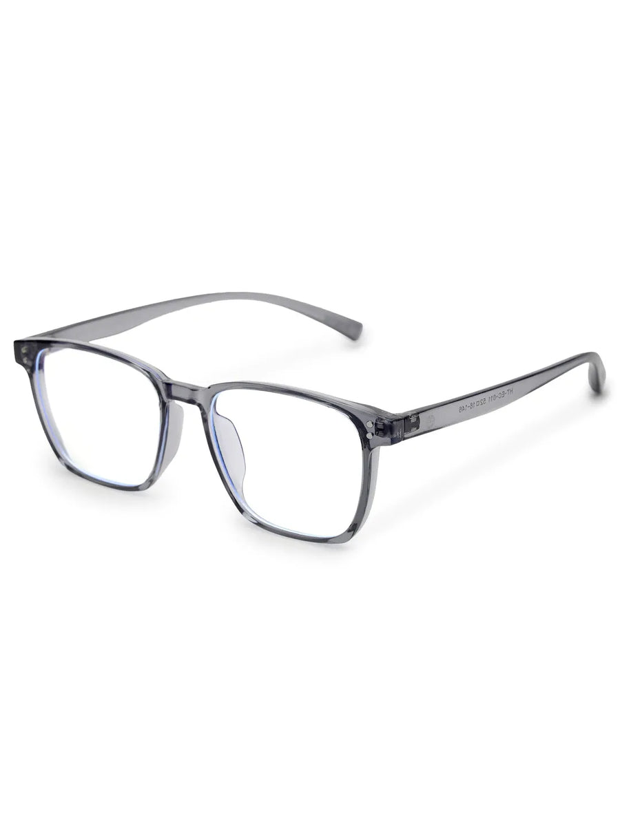 Novara | Grey Medium Full Rim Wayfarer Computer Glasses for Men & Women [Blue Block]