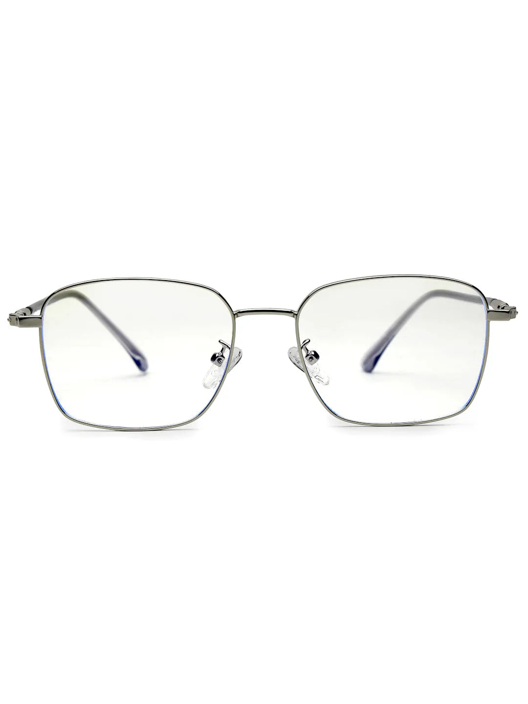 Fyrion | Silver Medium Full Rim RECTANGLE Computer Glasses for Men & Women [Blue Block]