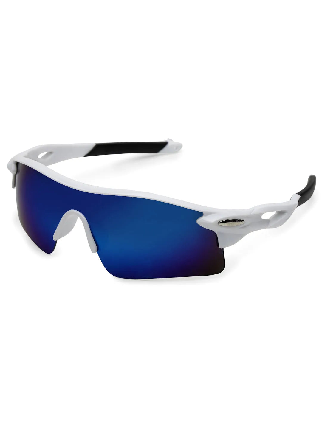 Griffey | White/Blue/Black Medium Half Rim Shield Sports for Men & Women [UV-protected]