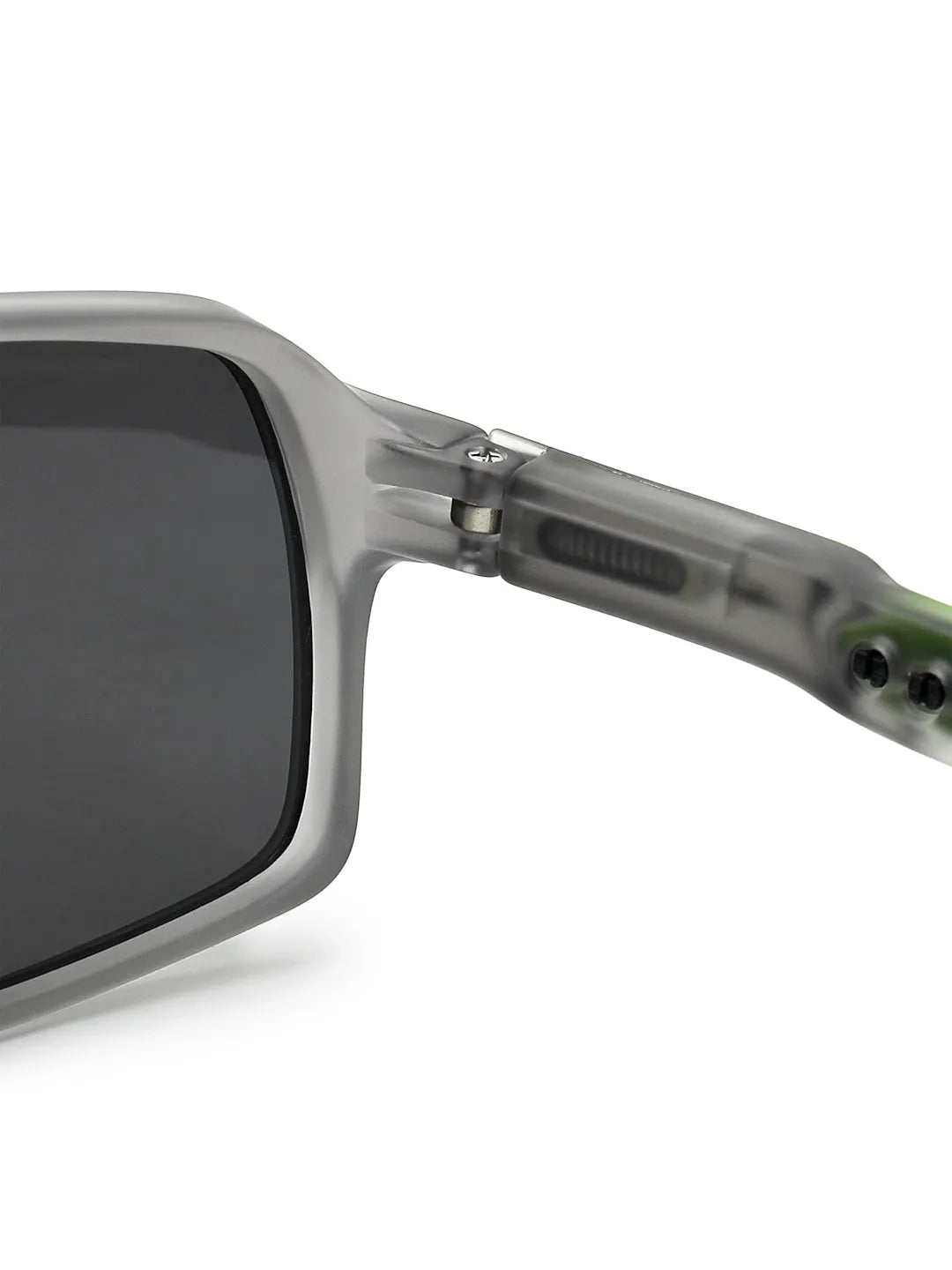Sparks | Grey Large Full Rim Rectangle Sports for Men & Women Temple Tip Color Green [Polarized]