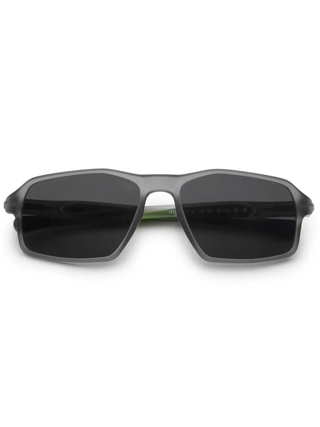Sparks | Grey Large Full Rim Rectangle Sports for Men & Women Temple Tip Color Green [Polarized]